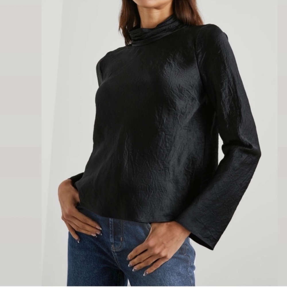 Rails Soleil Crinkle Satin Top Black XS NWT